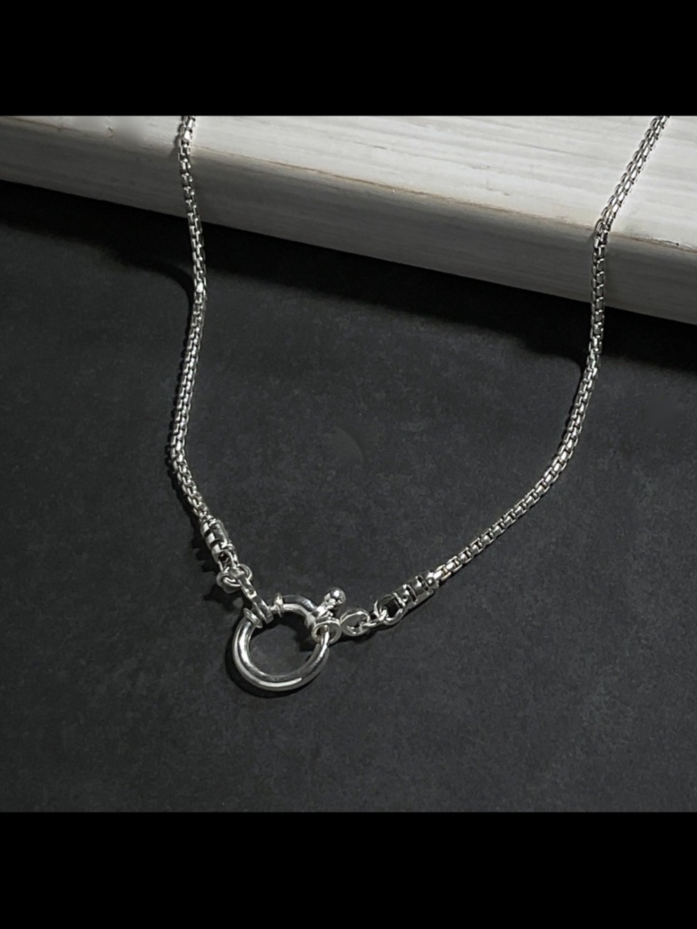 Solid 925 Sterling Silver Chain front box clip for charm necklace